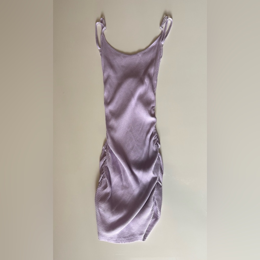 Lavender Ruched Sleeveless Dress